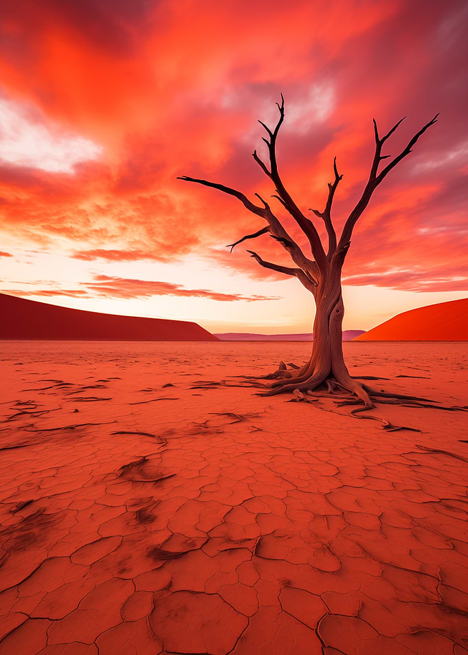 Dead Tree in Red Desert Landscape