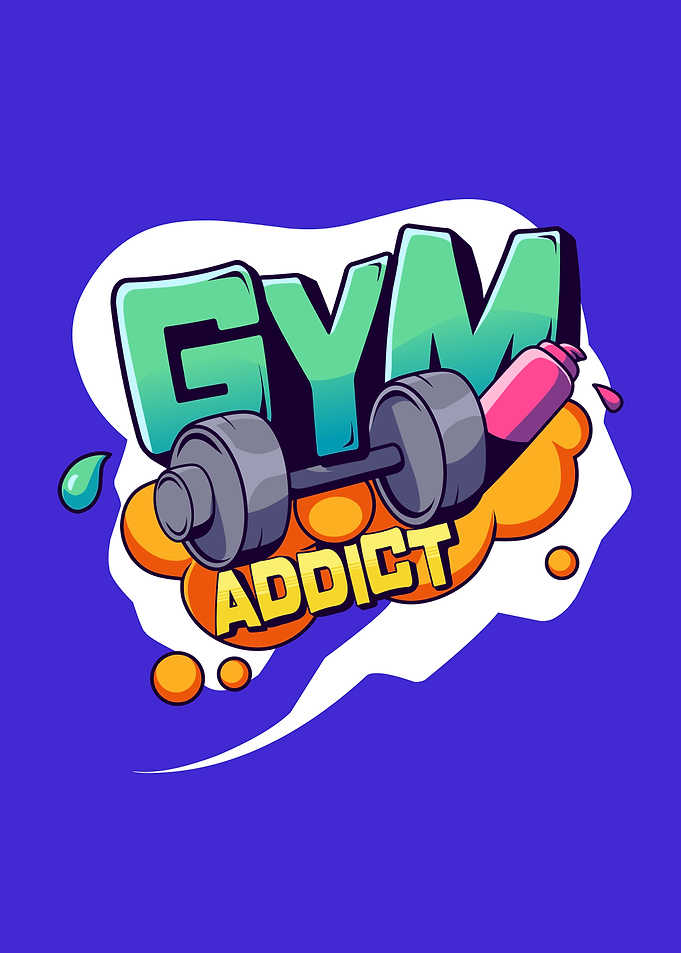 Gym Addict Cartoon Illustration
