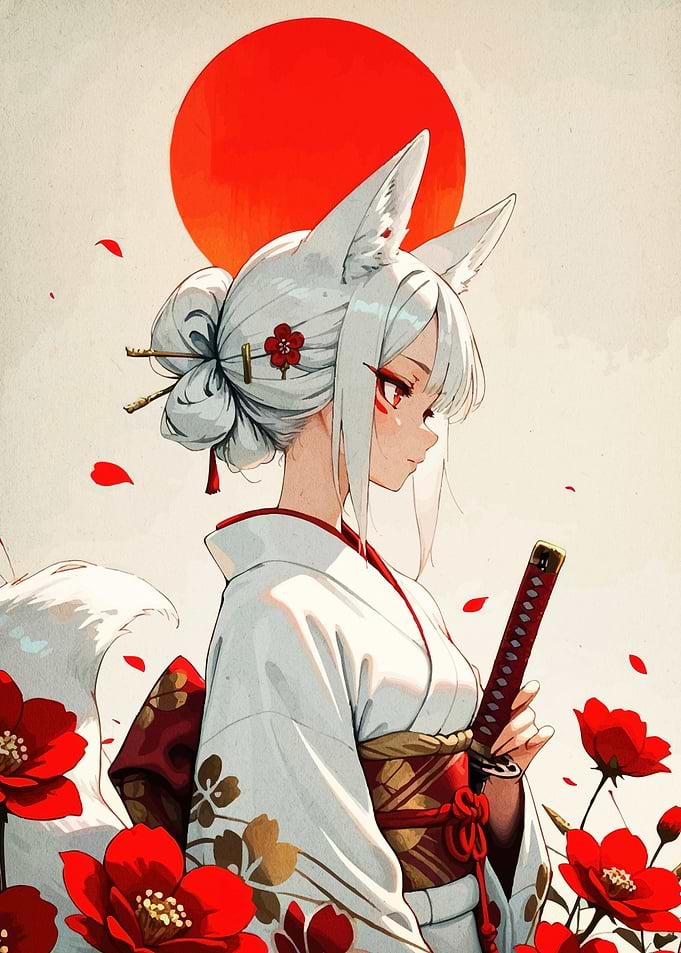 Anime Fox Girl with Katana