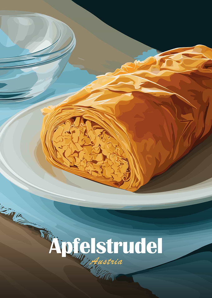 Apfelstrudel with Austria text