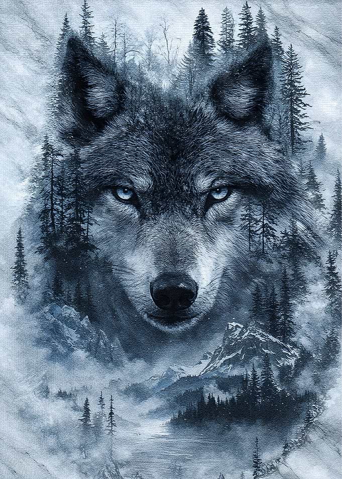 Wolf and Winter Forest