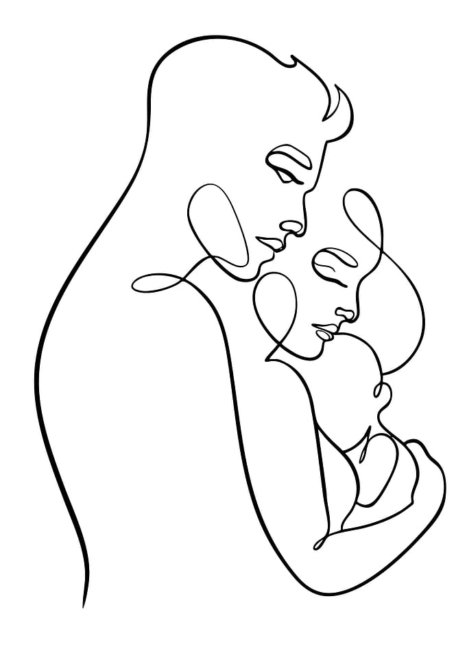 Family Line Art Portrait