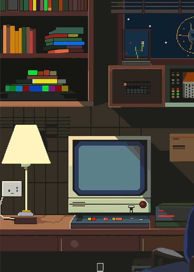 Retro computer desk setup