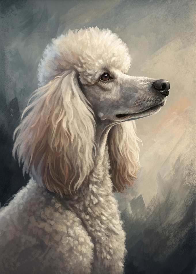 Portrait of a White Poodle