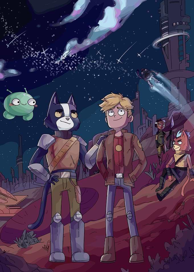 Final Space Characters in Space Landscape