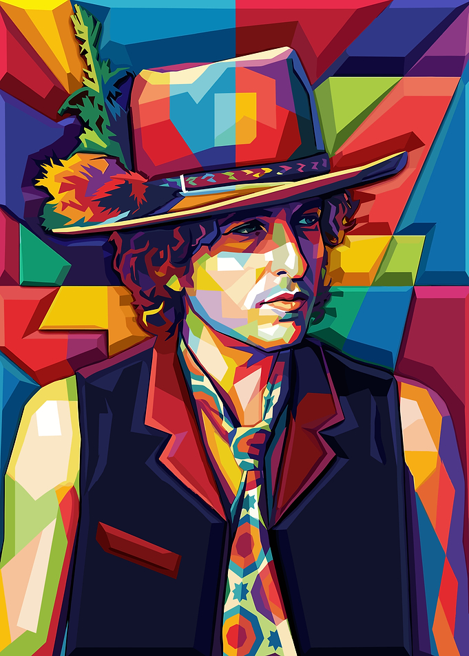 Colorful Pop Art Portrait of Bob Dylan