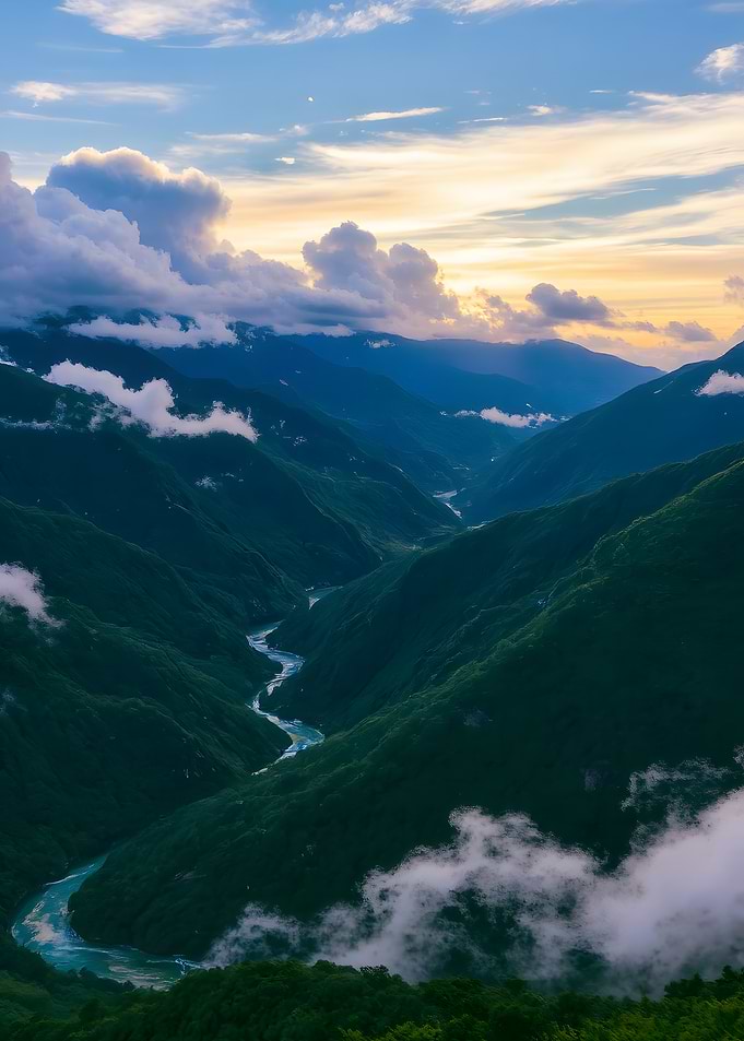 Mountain Valley River Landscape
