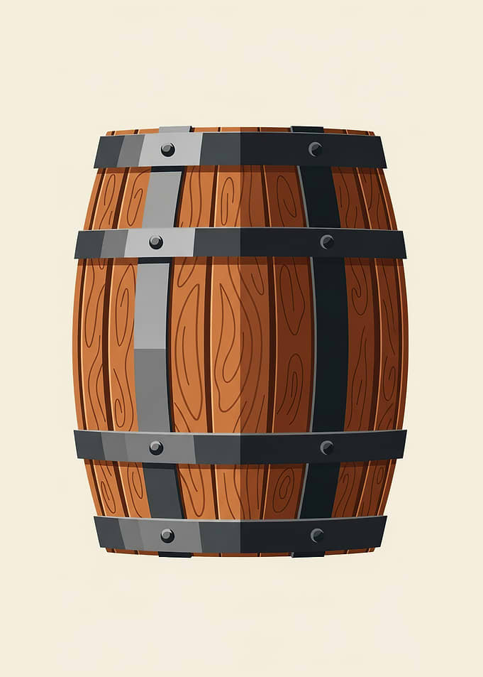 Wooden Barrel with Metal Bands
