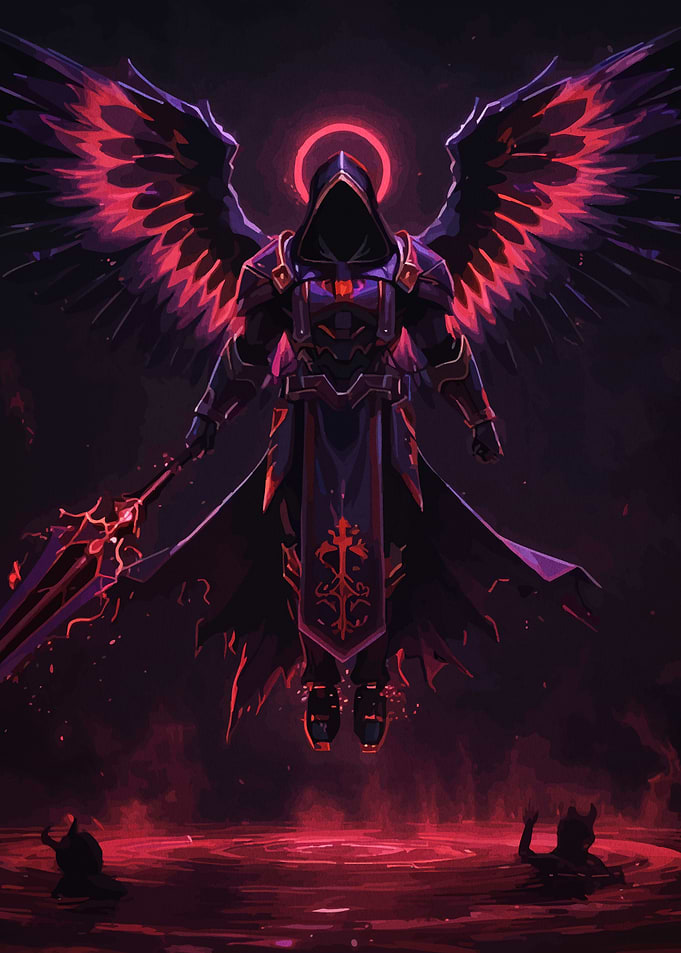 Dark Angel Warrior with Red Wings