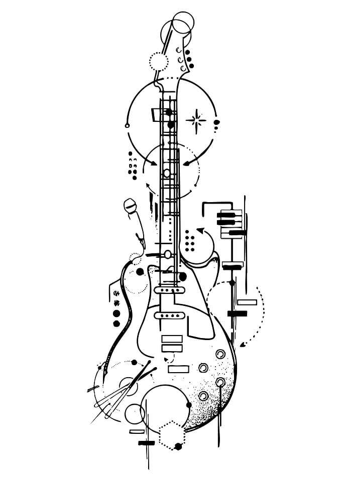 Abstract Guitar Line Art