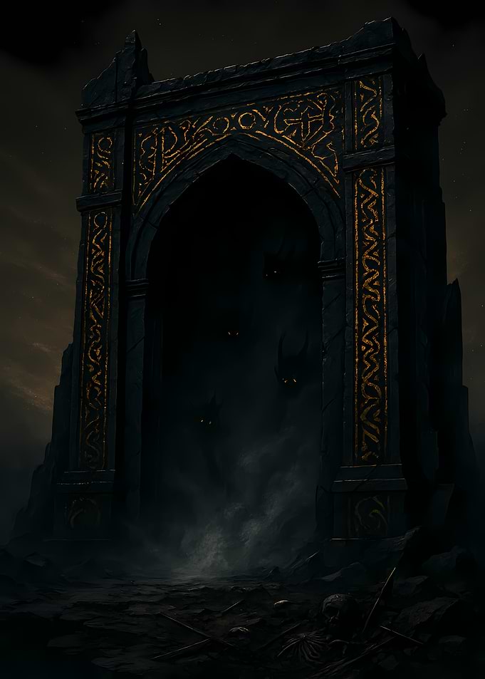Dark Fantasy Gate with Eerie Figures