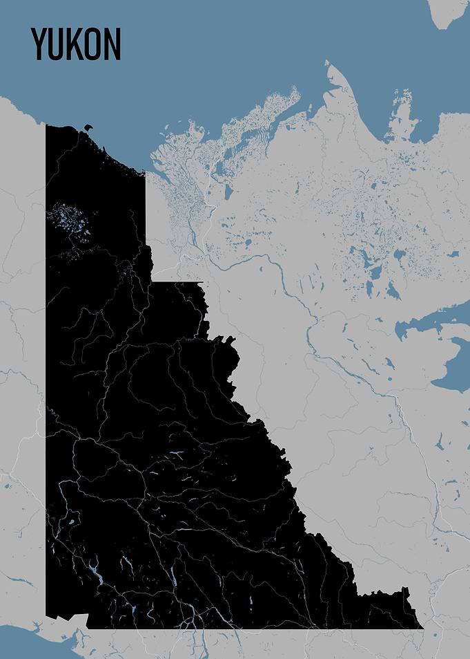 Yukon Map with Darkened Interior