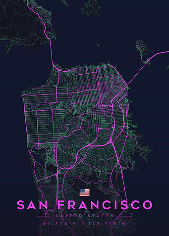 San Francisco City Map Art