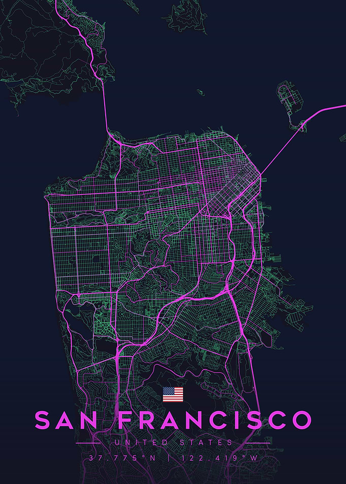 San Francisco City Map Art