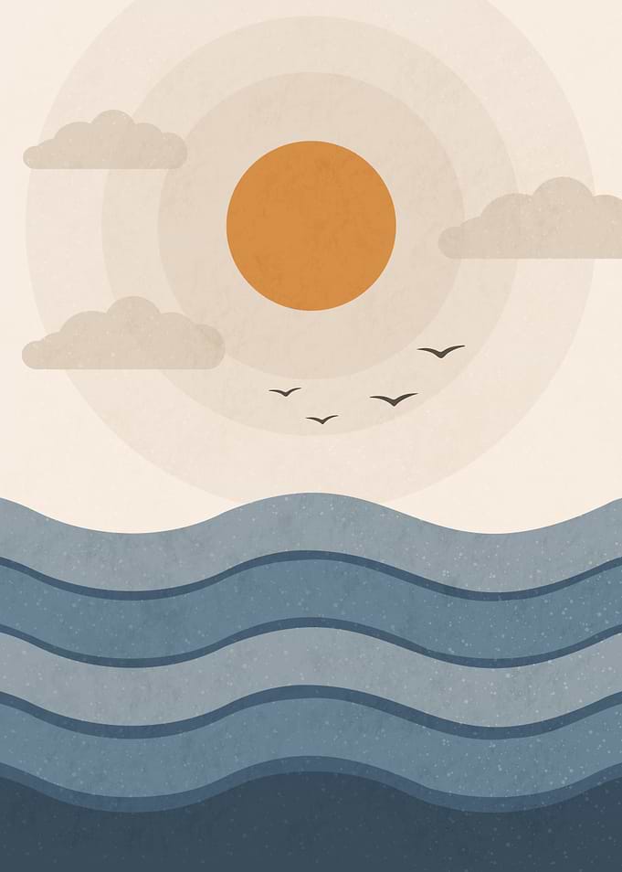 Minimalist Ocean Sunset Art Print