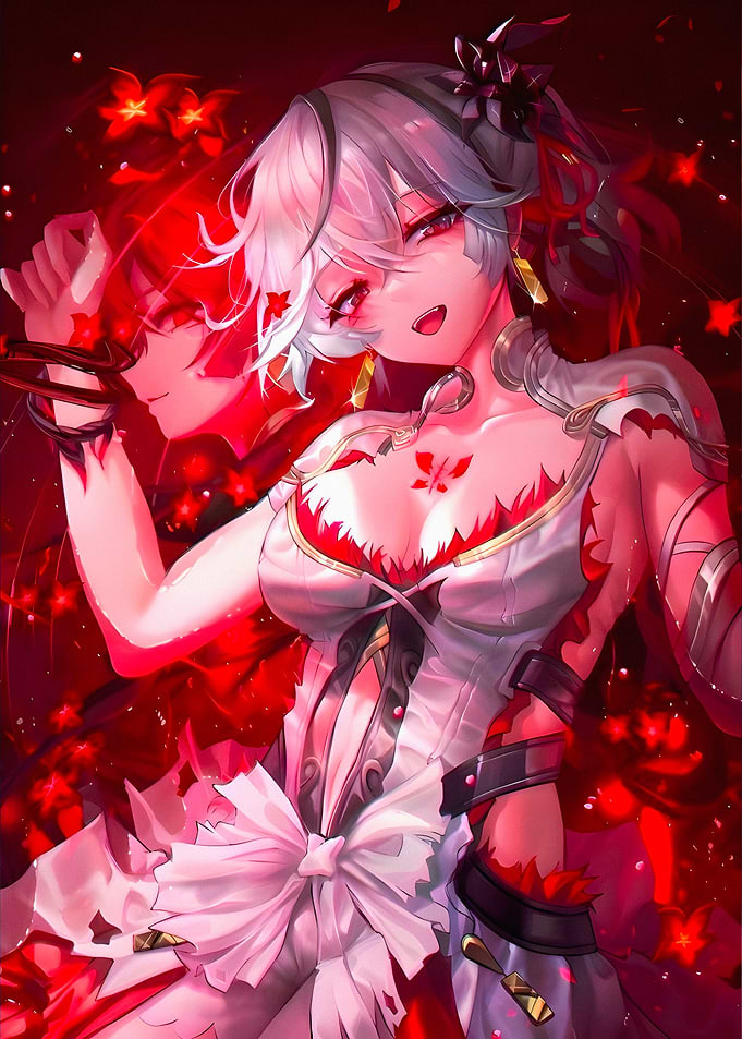 Anime Girl in Red and White