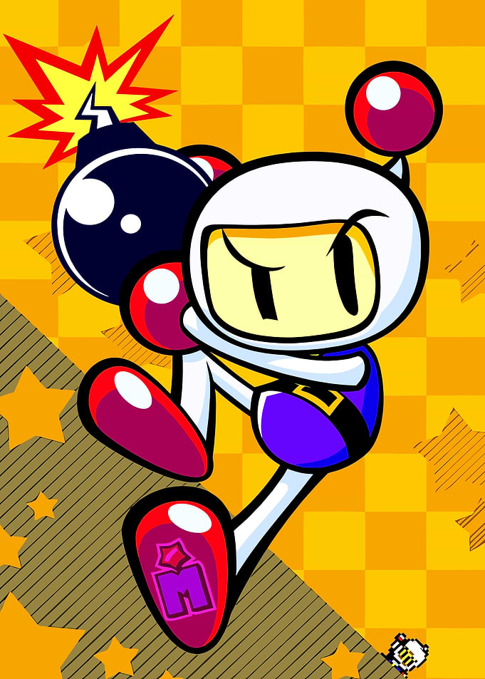 Bomberman holding a bomb