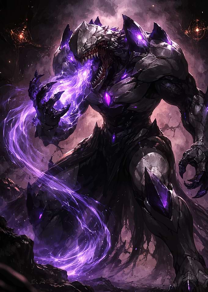 Monster with purple energy