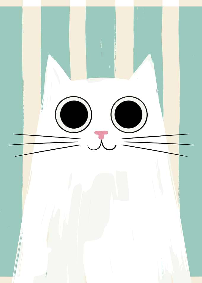 Cute White Cat with Big Eyes
