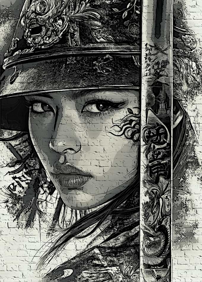 Asian Warrior Woman Portrait