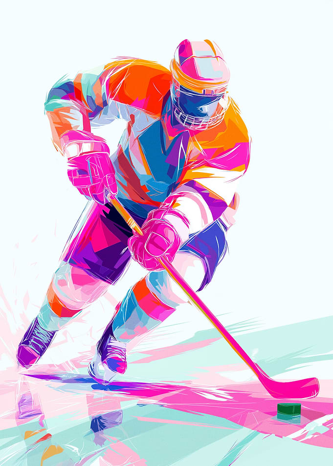 Colorful Hockey Player Illustration