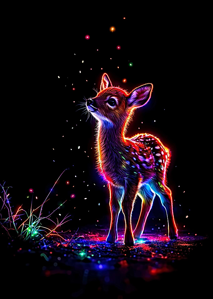 Great Art Neon Fawn with Sparkles