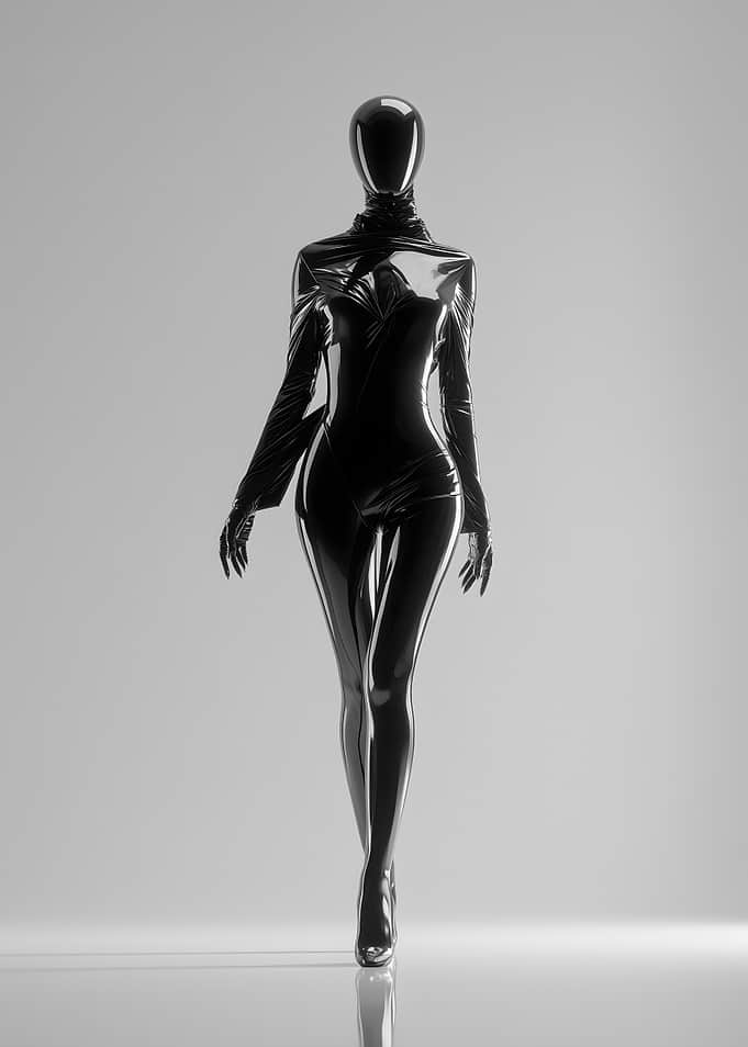 Glossy Black Chrome Bodysuit