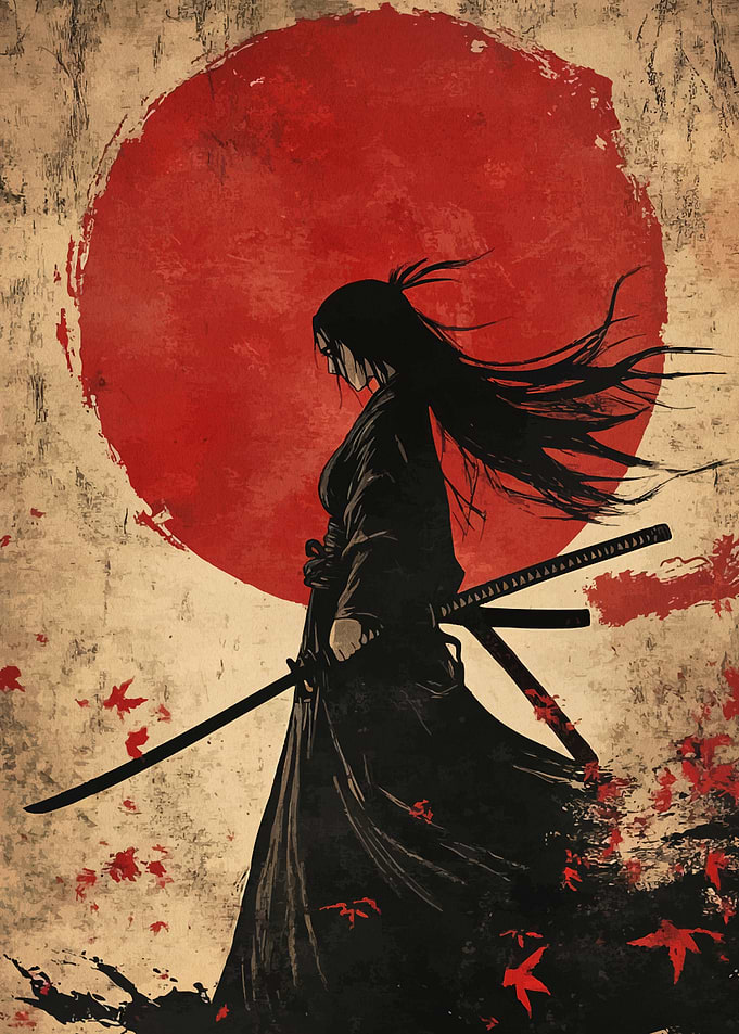 Samurai Warrior Under a Red Sun