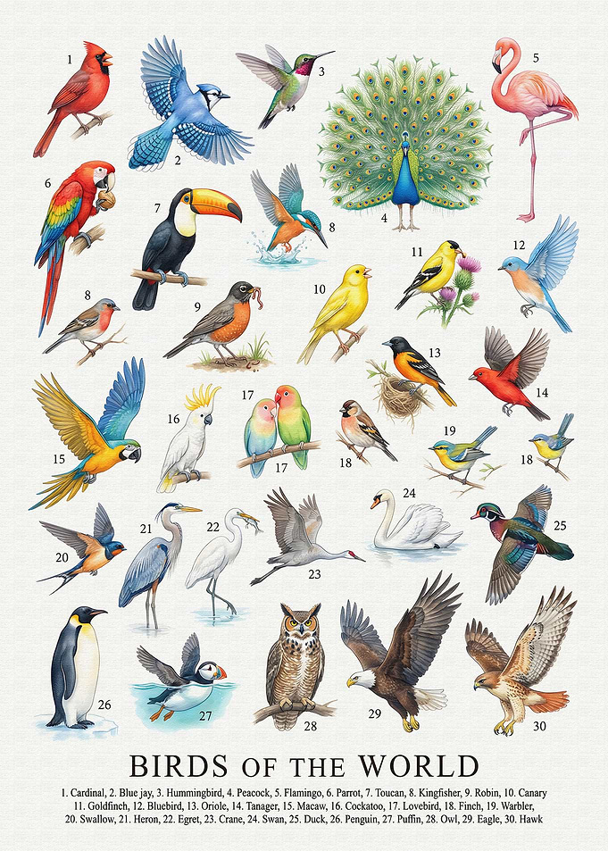 Birds of the World Illustration