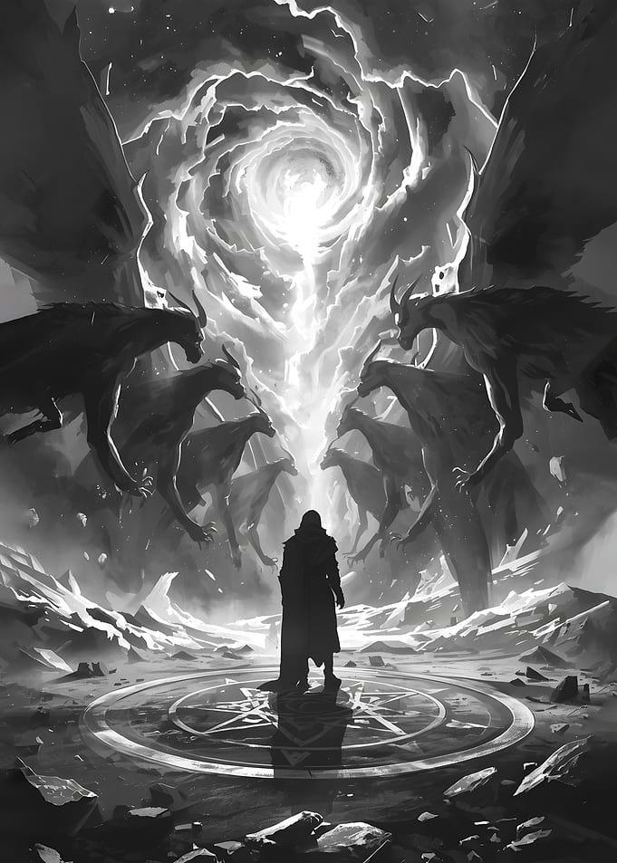 Lone Mage Stands on Circle