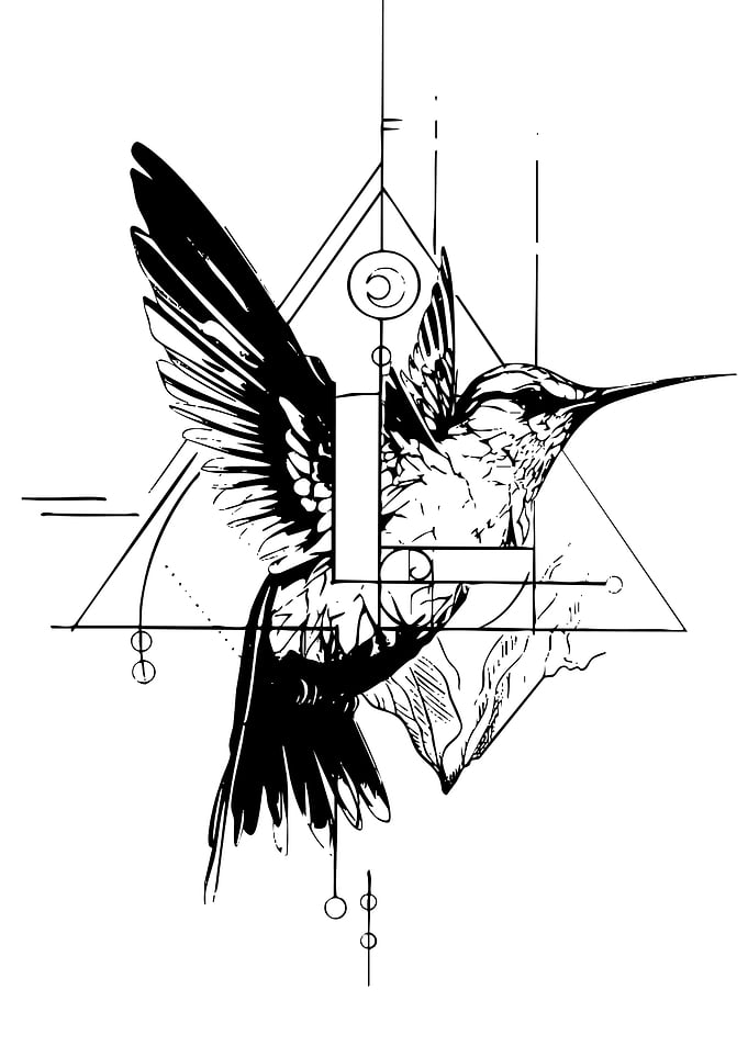 Geometric Hummingbird Tattoo Design