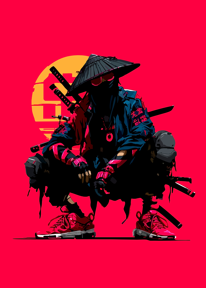 Cyberpunk Ninja with Katana