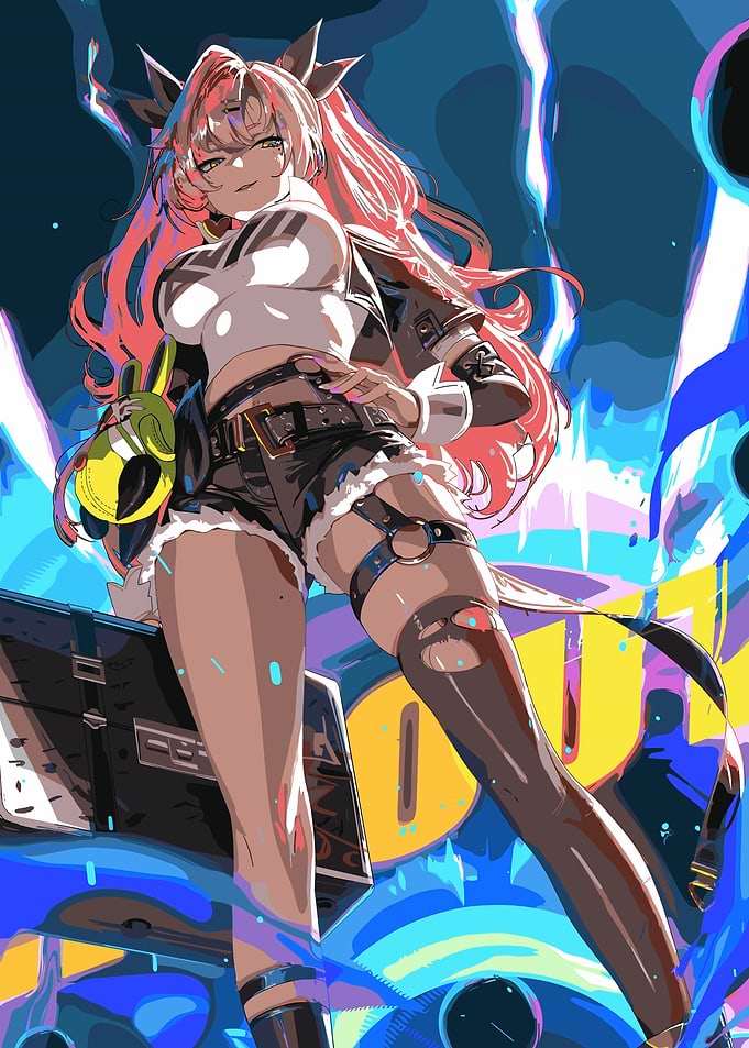 Anime Girl with Pink Hair and Cyberpunk Outfit
