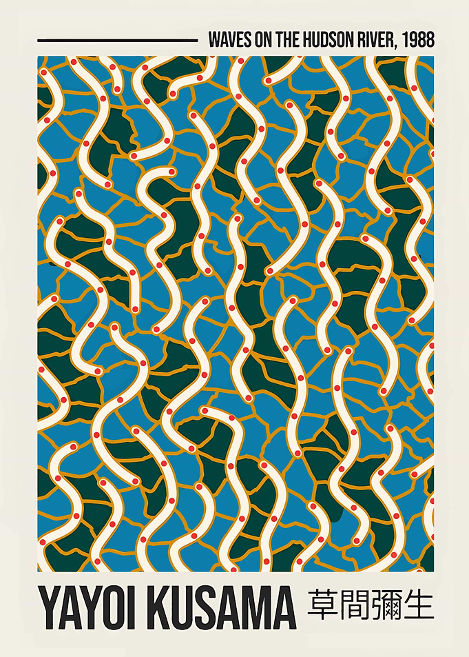 Yayoi Kusama Waves on the Hudson River Poster