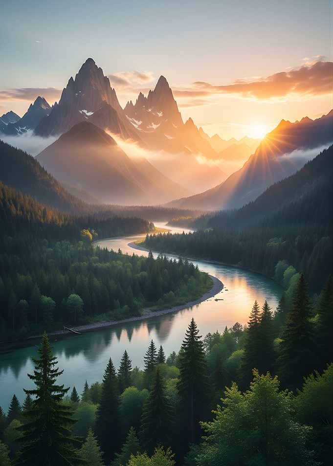 Majestic Mountain Valley Sunrise