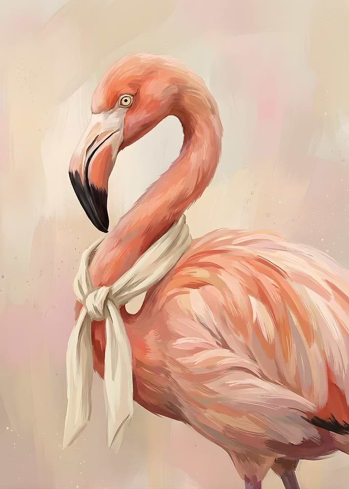 Elegant Flamingo with Scarf