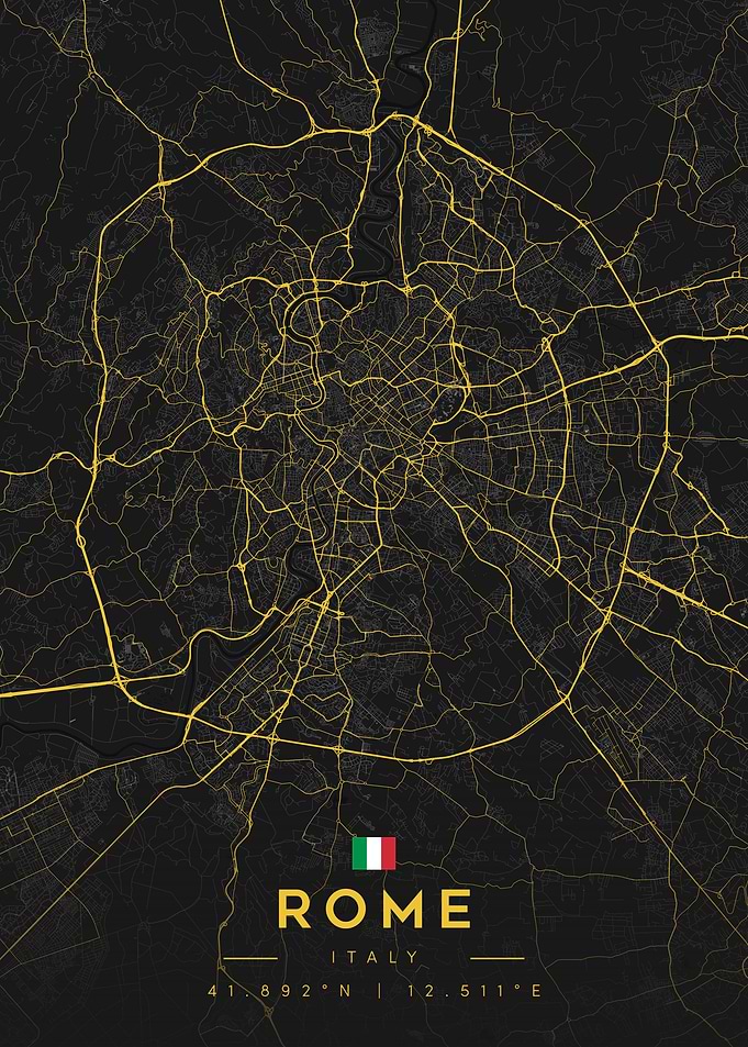 Rome City Map with Italian Flag