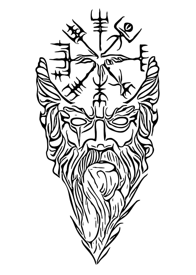 Norse God Odin with Vegvisir