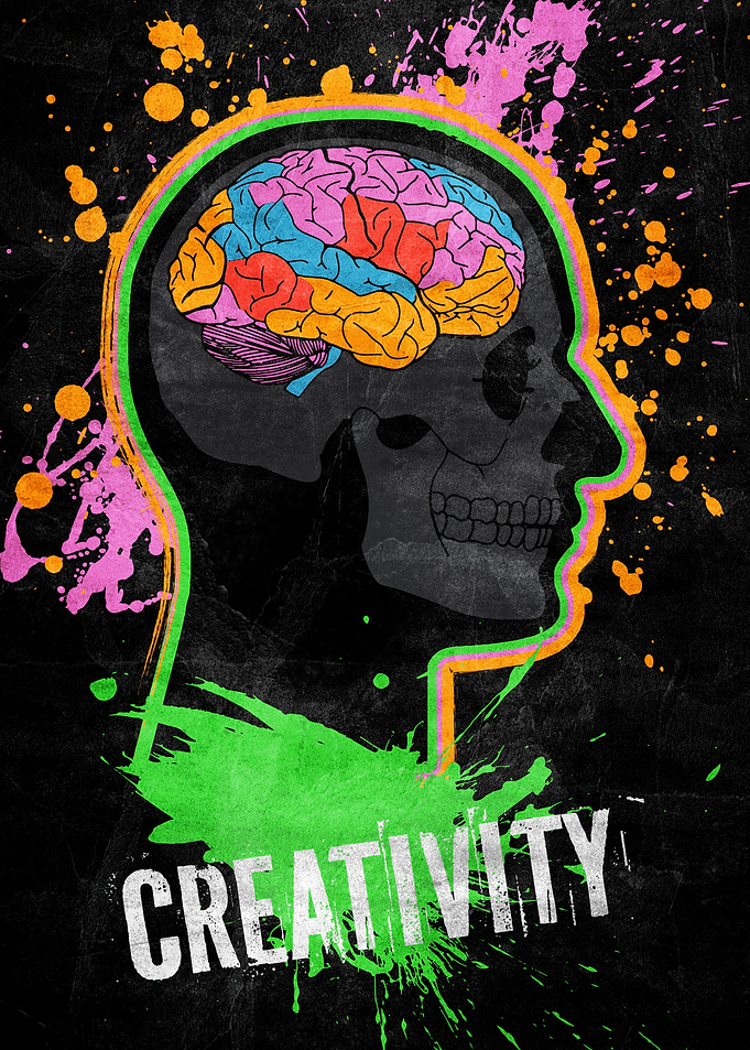 Creative Brain Silhouette with Splatter Art
