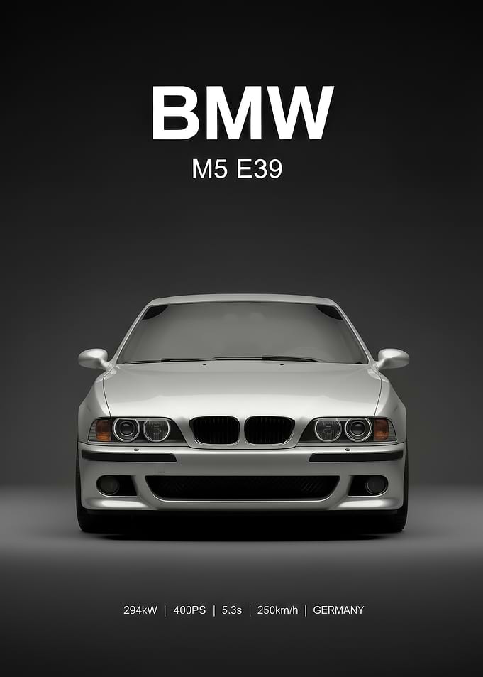 silver BMW M5 E39 Poster
