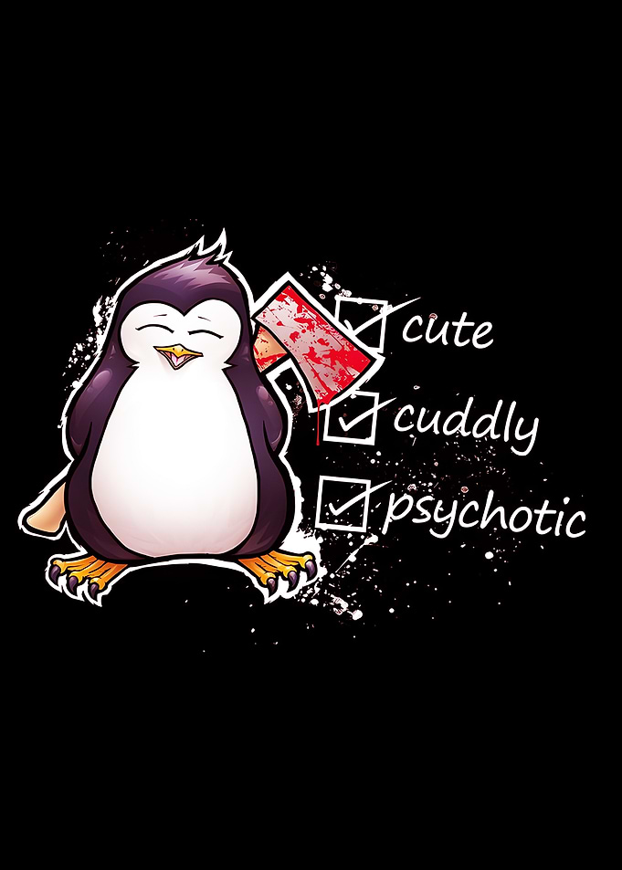 Psychotic Penguin with Bloody Axe
