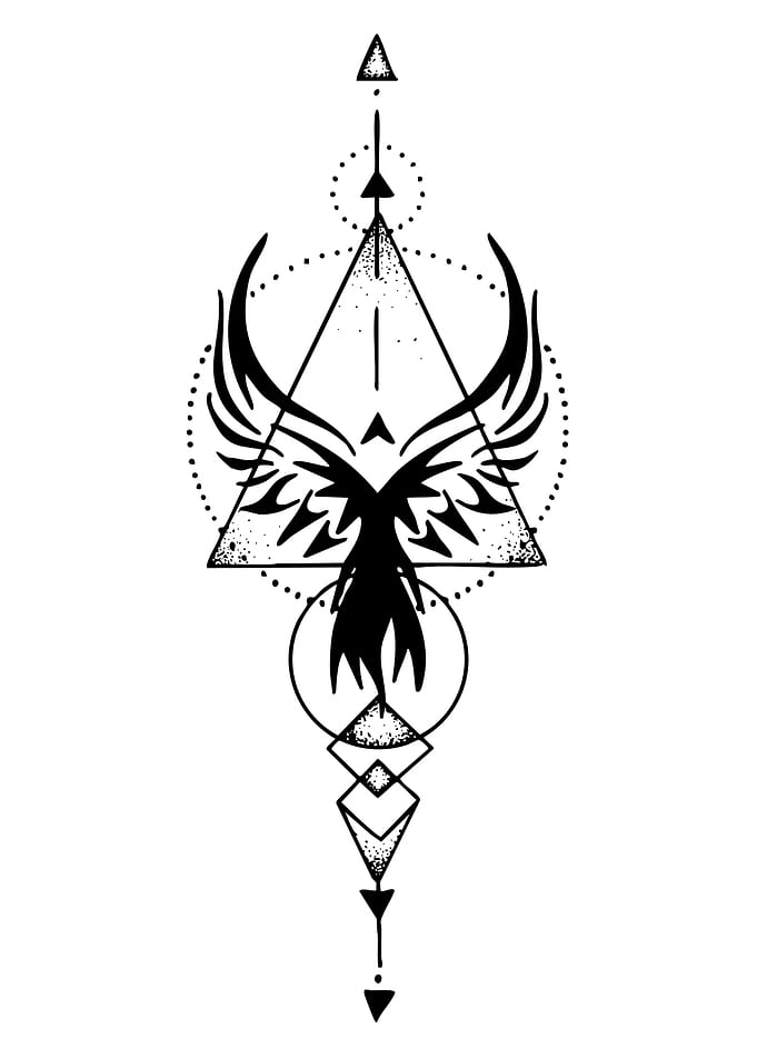 Geometric Phoenix Tattoo Design