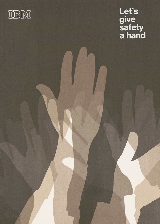 IBM Safety Poster with Raised Hands