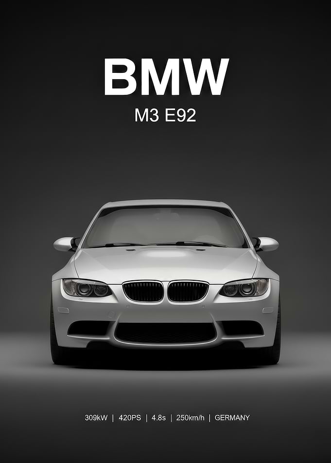 silver BMW M3 E92 Front View