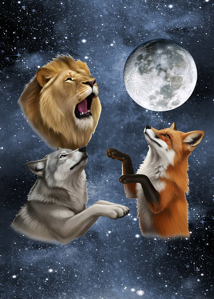 Animals howling at the moon