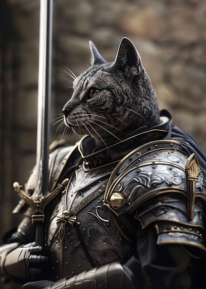 Cat Knight in Armor