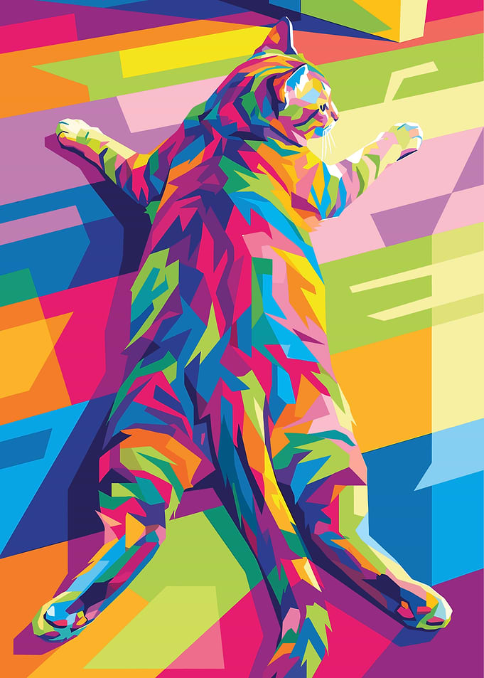 Colorful Cat in Pop Art Style