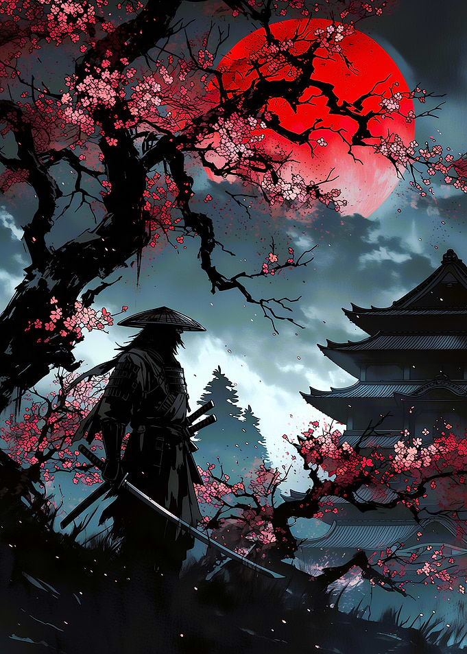 Samurai Under a Red Moon