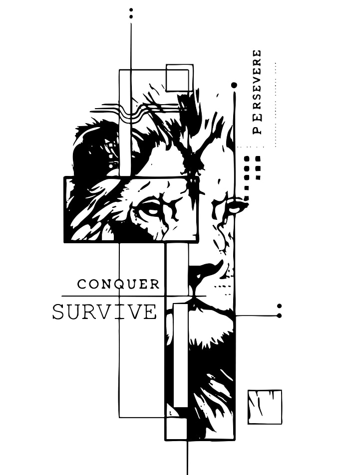 Lion Head Geometric Design