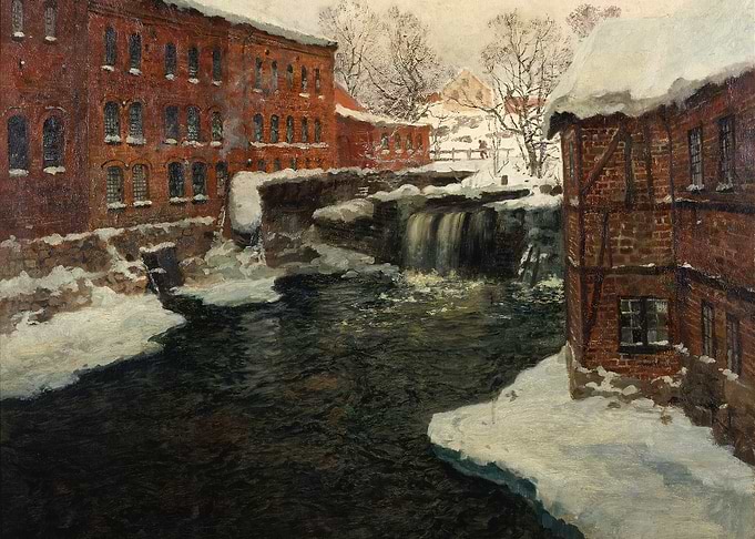 Winter Scene with Industrial Buildings
